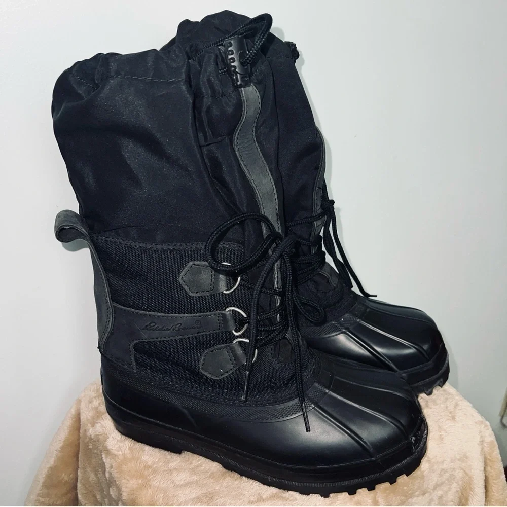 Eddie Bauer Black & Gray Insulated Duck Boots - Men’s Size 8